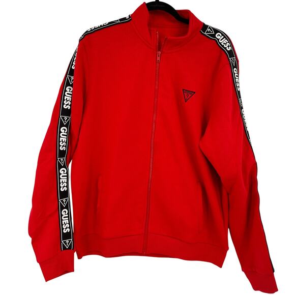 Guess Poleron Walt Logo Tape Mock Zip Up Fleece Jacket NWT Size Small - Picture 2 of 7
